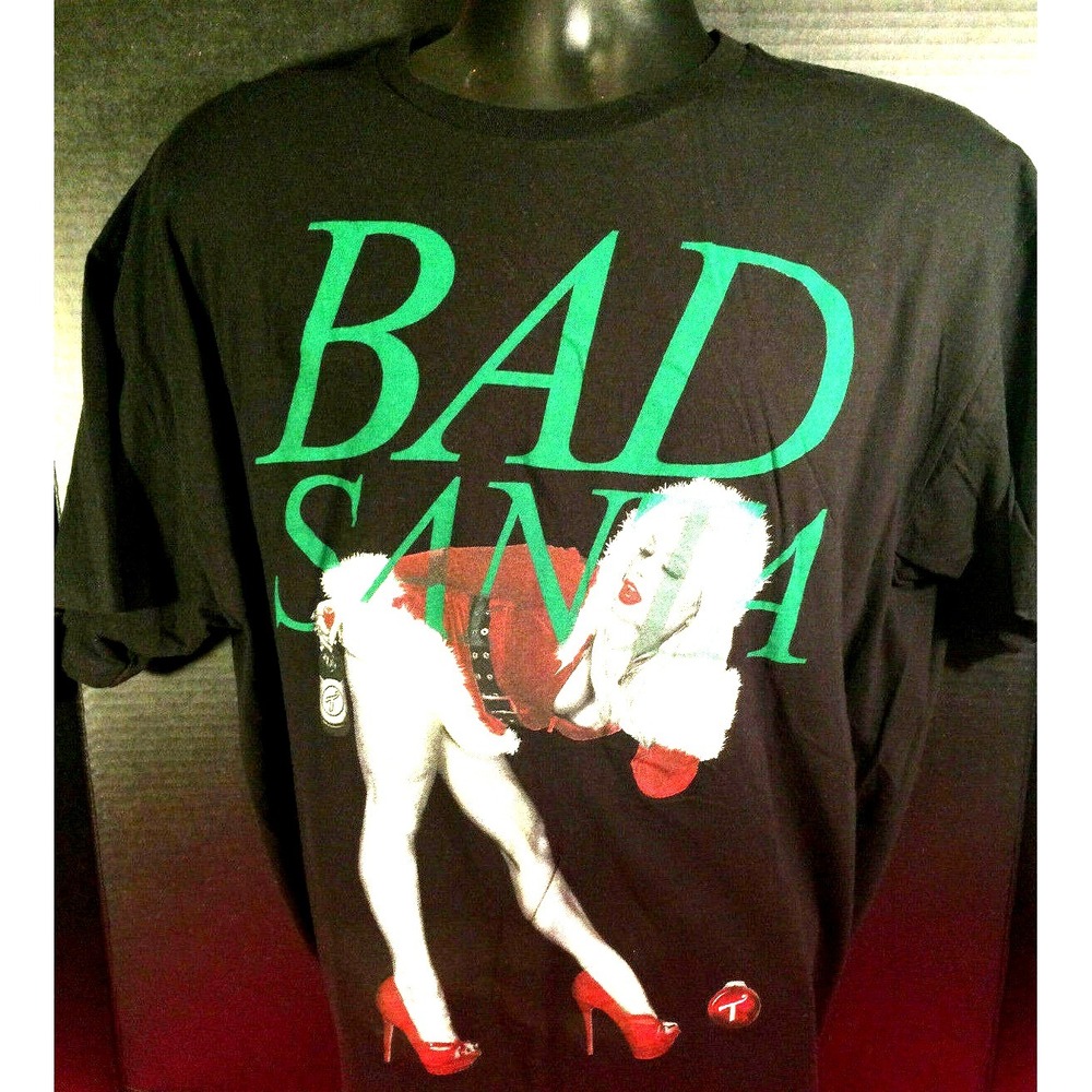 TWO IN THE SHIRT Men's Size XL Black Sweater Christmas Santa Sexy Pinup Model - Picture 2 of 4